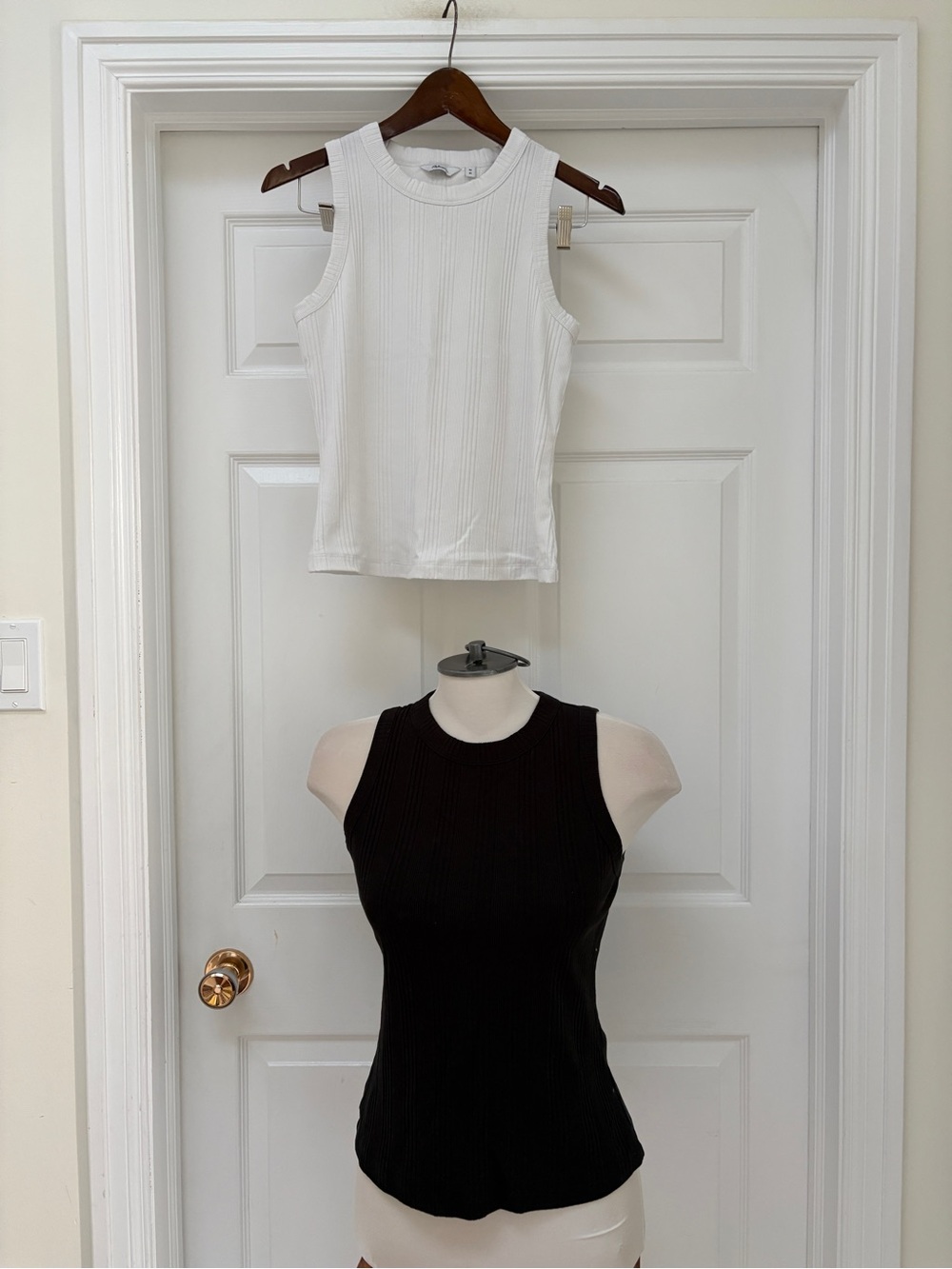 Reitmans Ribbed Tank Tops in White and Black, bundle of 2